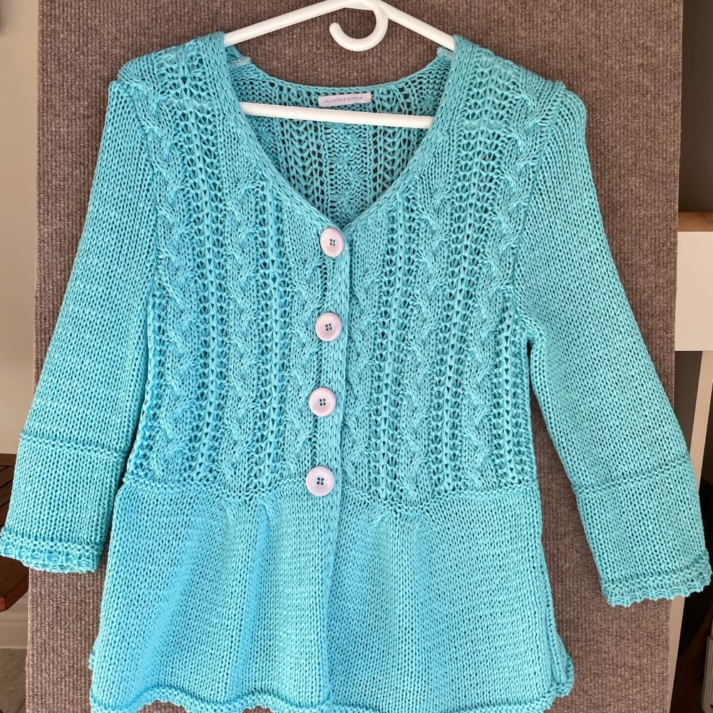 Blue knit sweater made in France